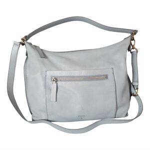 Fossil Vintage 1990s Light Blue Pebbled Leather Crossbody Shoulder Bag